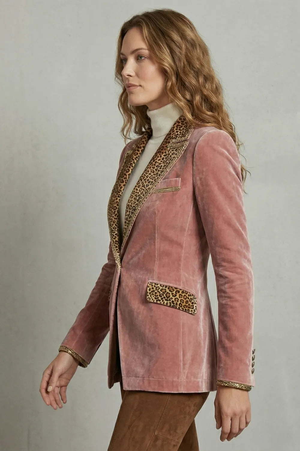 Leopard contrast elegant cut – Velvet blazer
