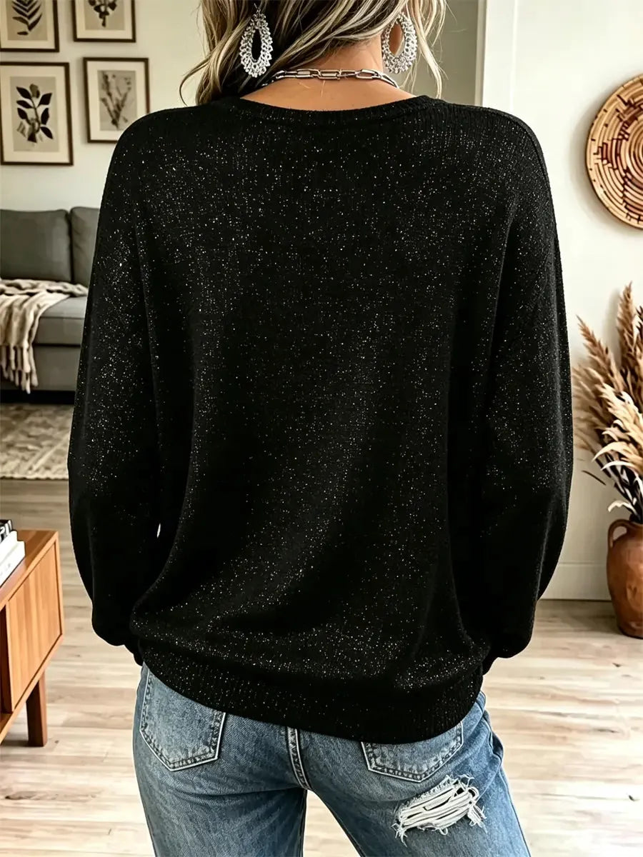 Retro Rhinestone Skeleton Pattern Art Casual Stylish Long Sleeve Top