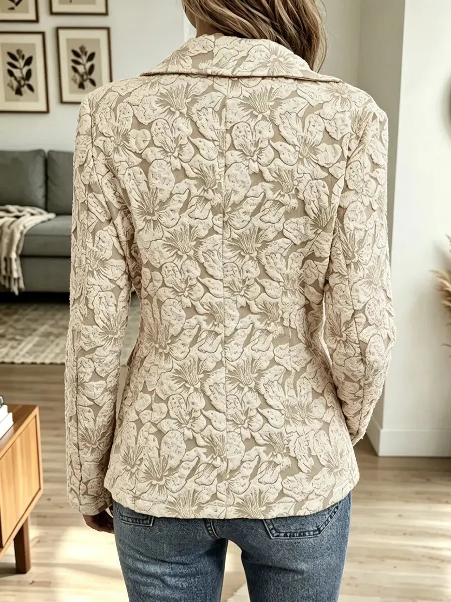 Retro Floral Pattern Art Casual Stylish Long Sleeve Blazer Coat