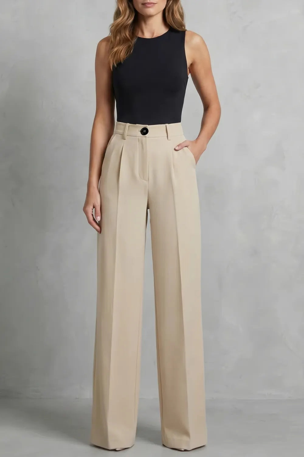 Tailored pleats – High-waist wide-leg trousers