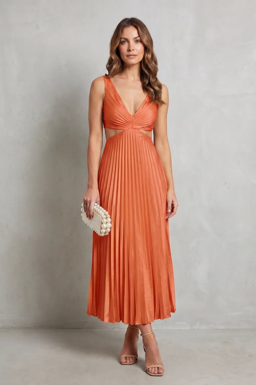 Pleated waist elegance – Maxi dress