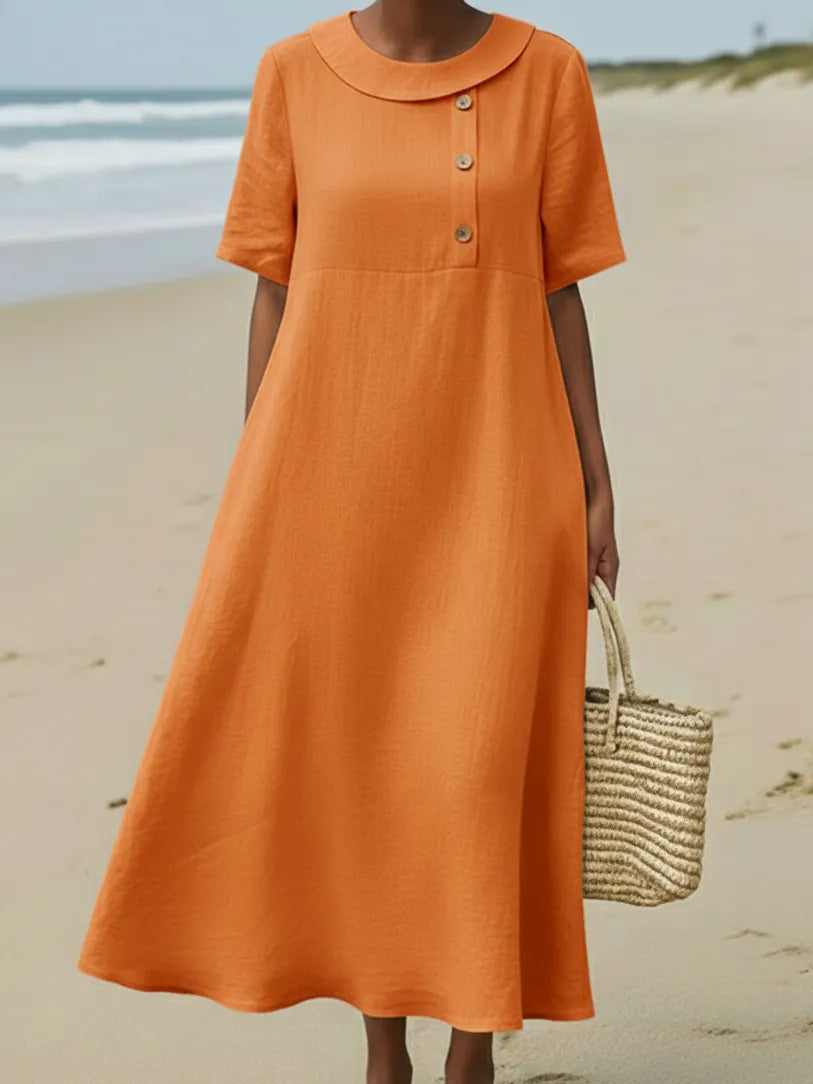 Elegant Cozy Round-neck Loose A-line Dress