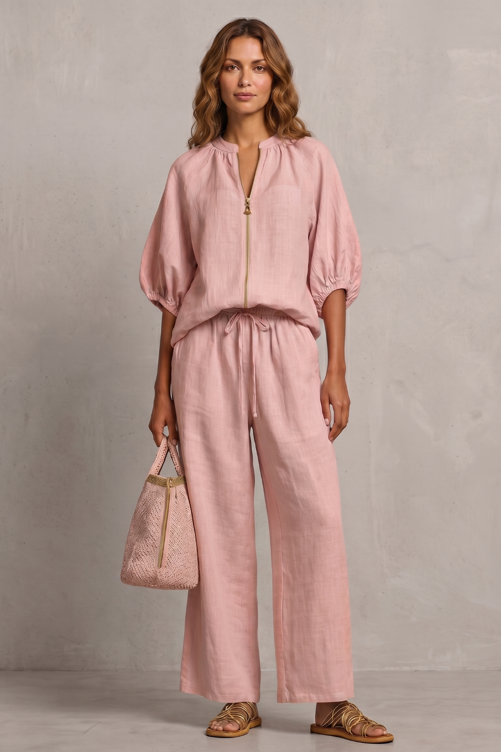 Relaxed zip-front comfort – Trouser set