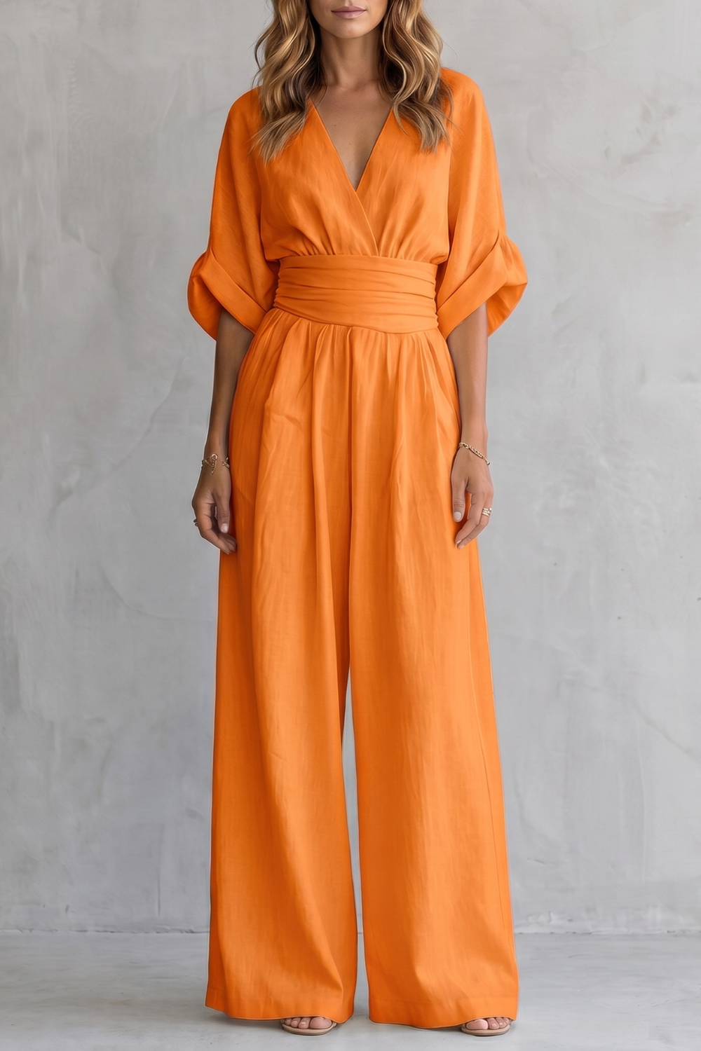 Draped waist elegance – Wide-leg jumpsuit
