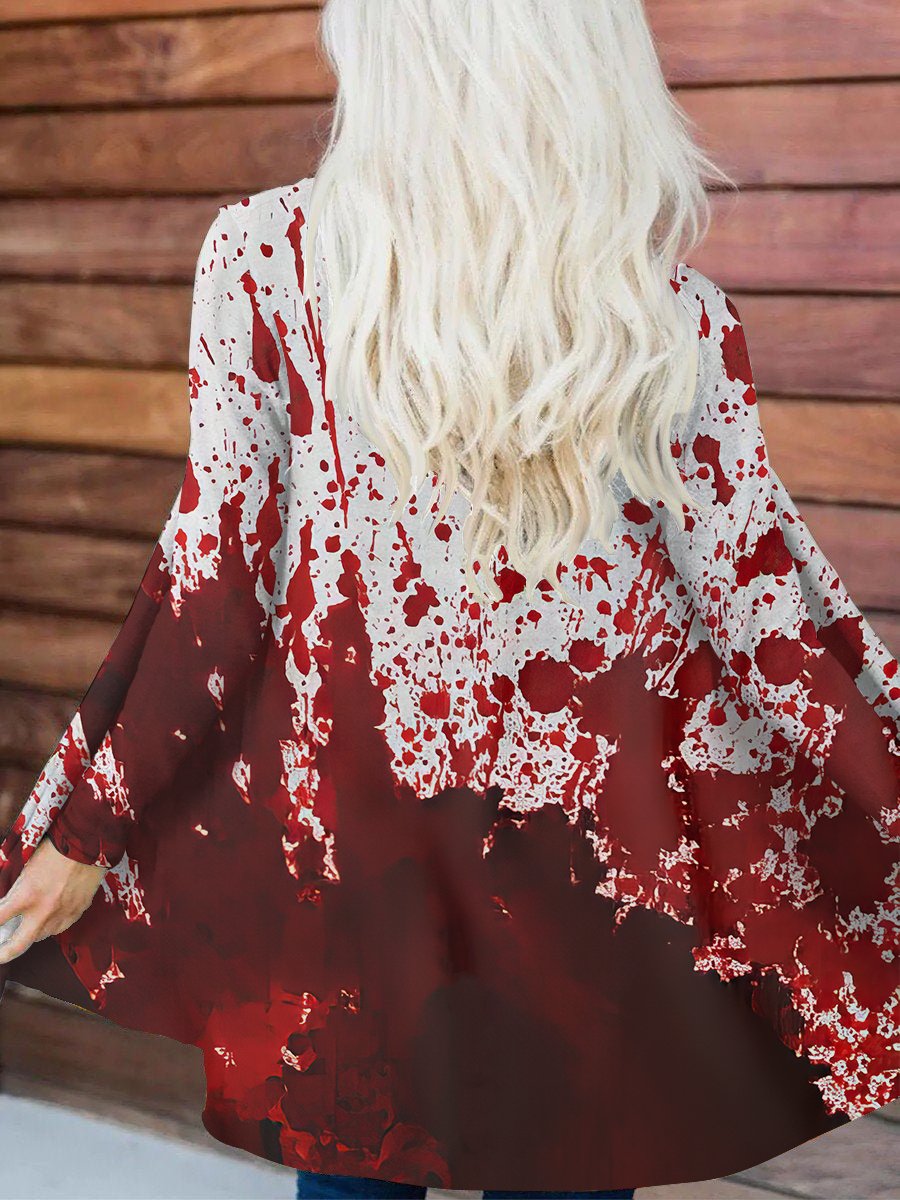 Vintage Halloween Blood Print Long Sleeve Cardigan 2691
