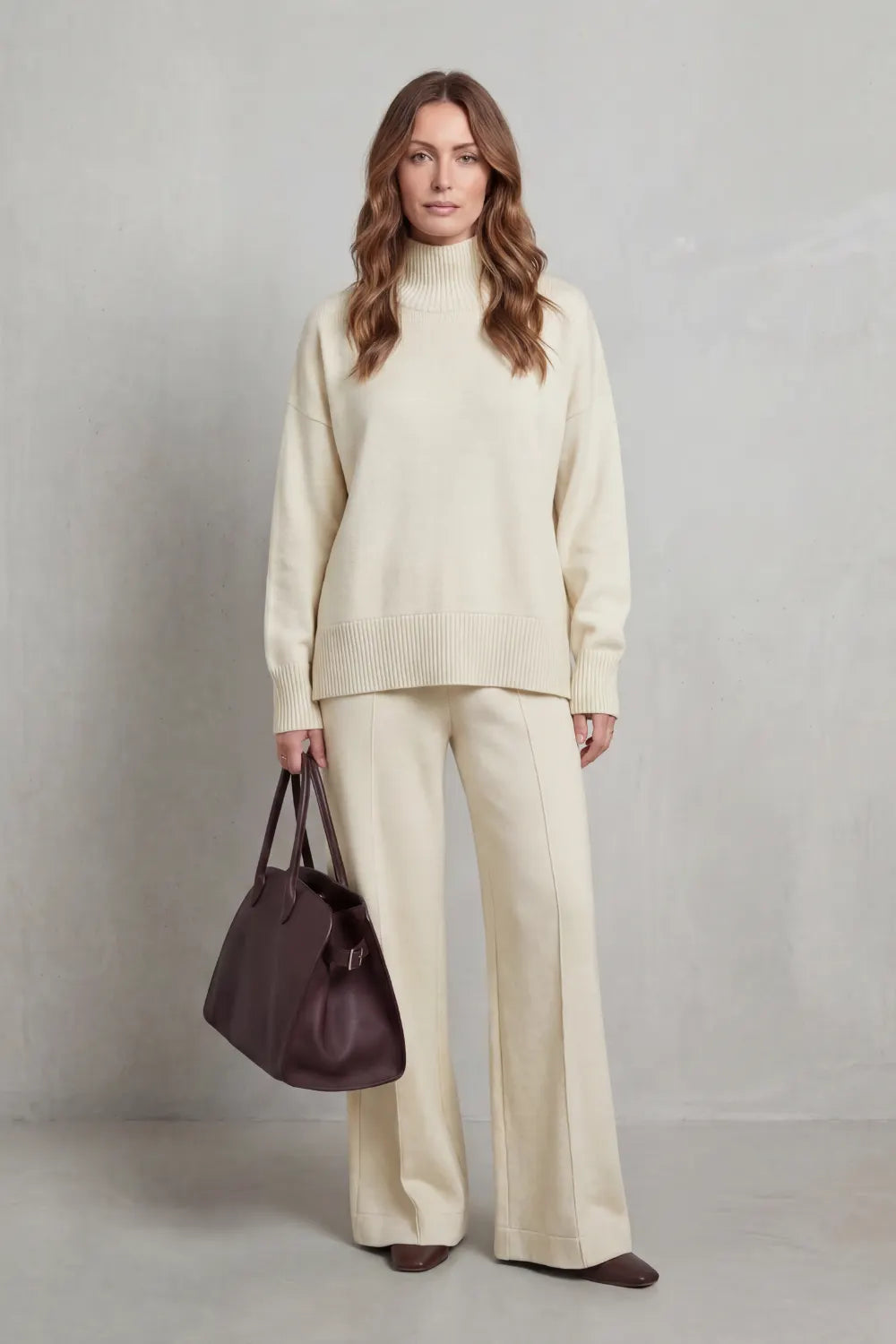 Folded collar charm – Knit lounge set