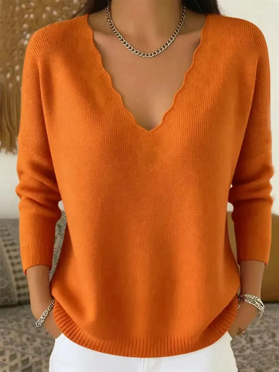 Retro V Collar Knitted Art Casual Stylish Long Sleeve Sweater