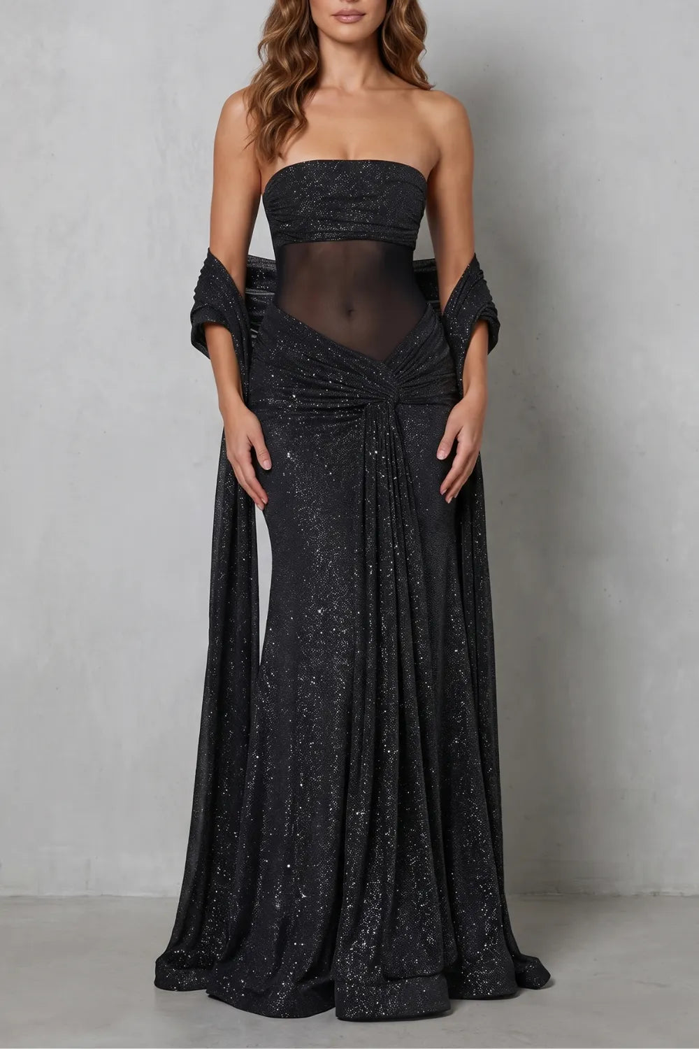 Sheer sequin allure – Maxi dress