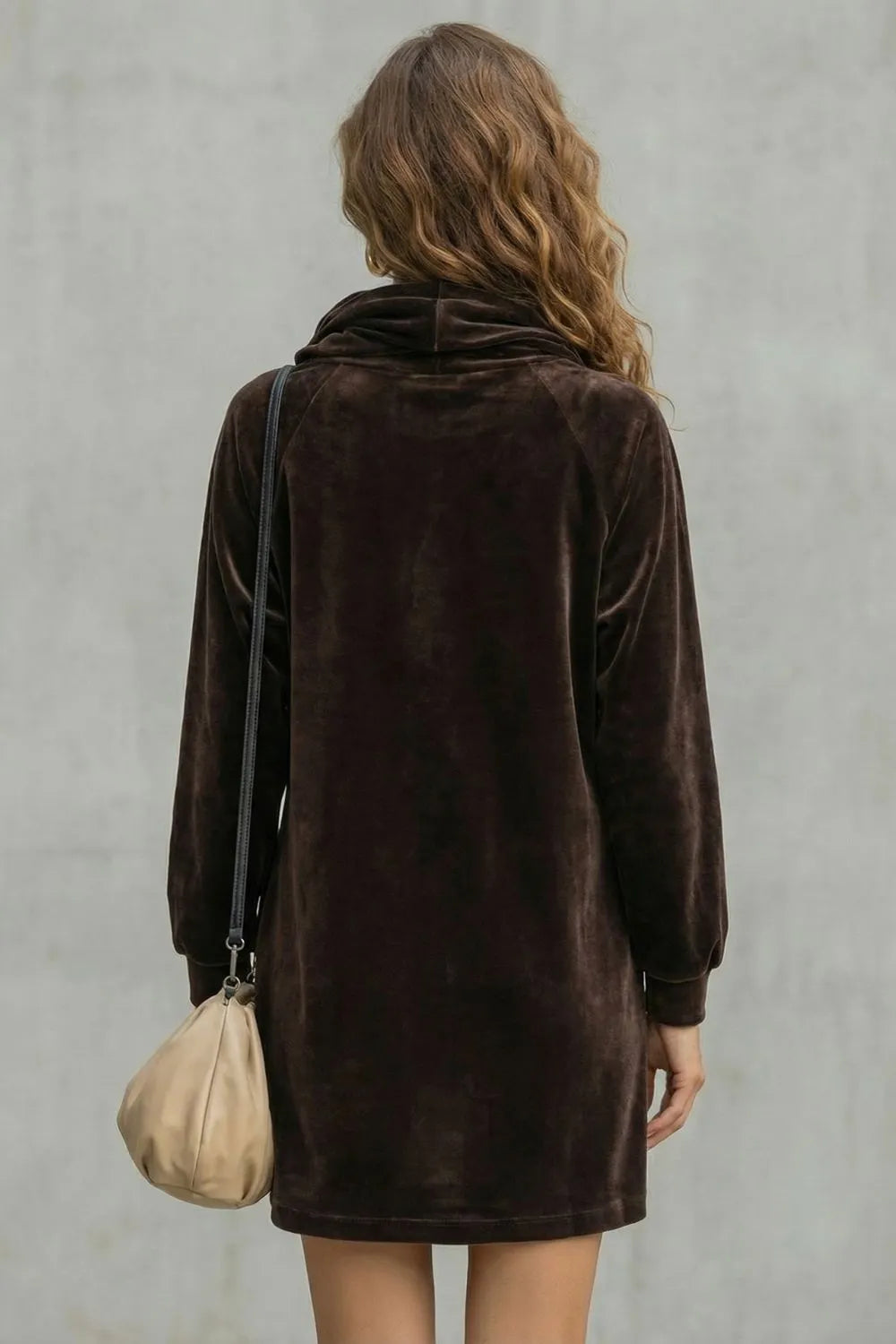 Velvet drape comfort – Cowl neck mini dress
