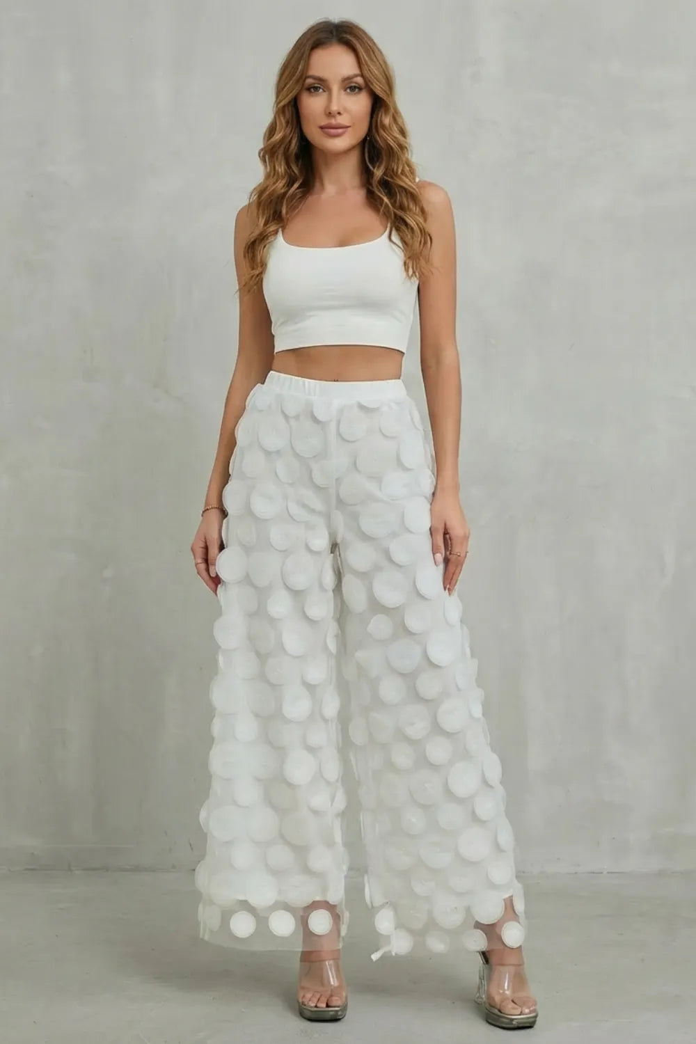 3D circle appliqué – Wide-leg trousers