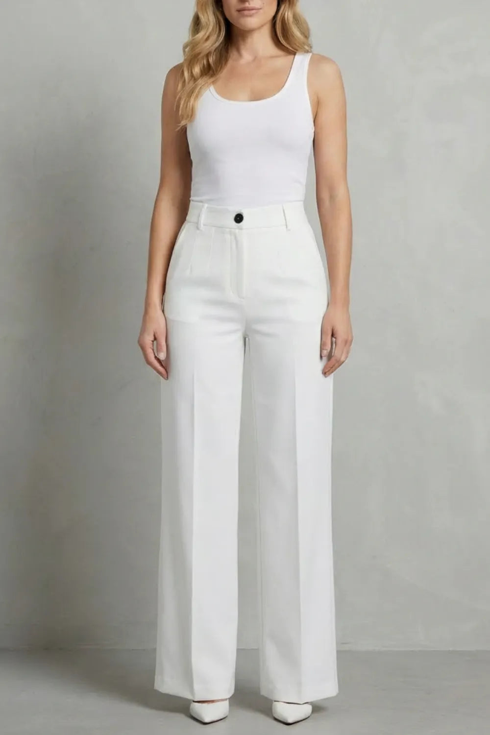 Sleek tailoring – High-waist straight-leg trousers
