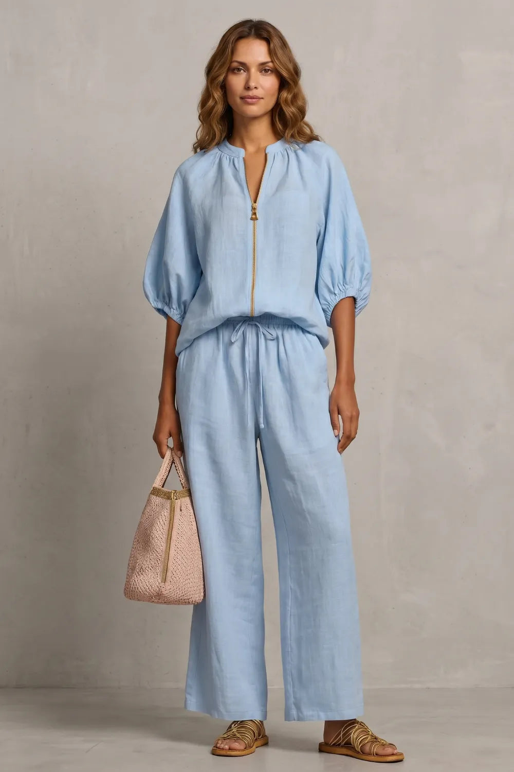 Relaxed zip-front comfort – Trouser set