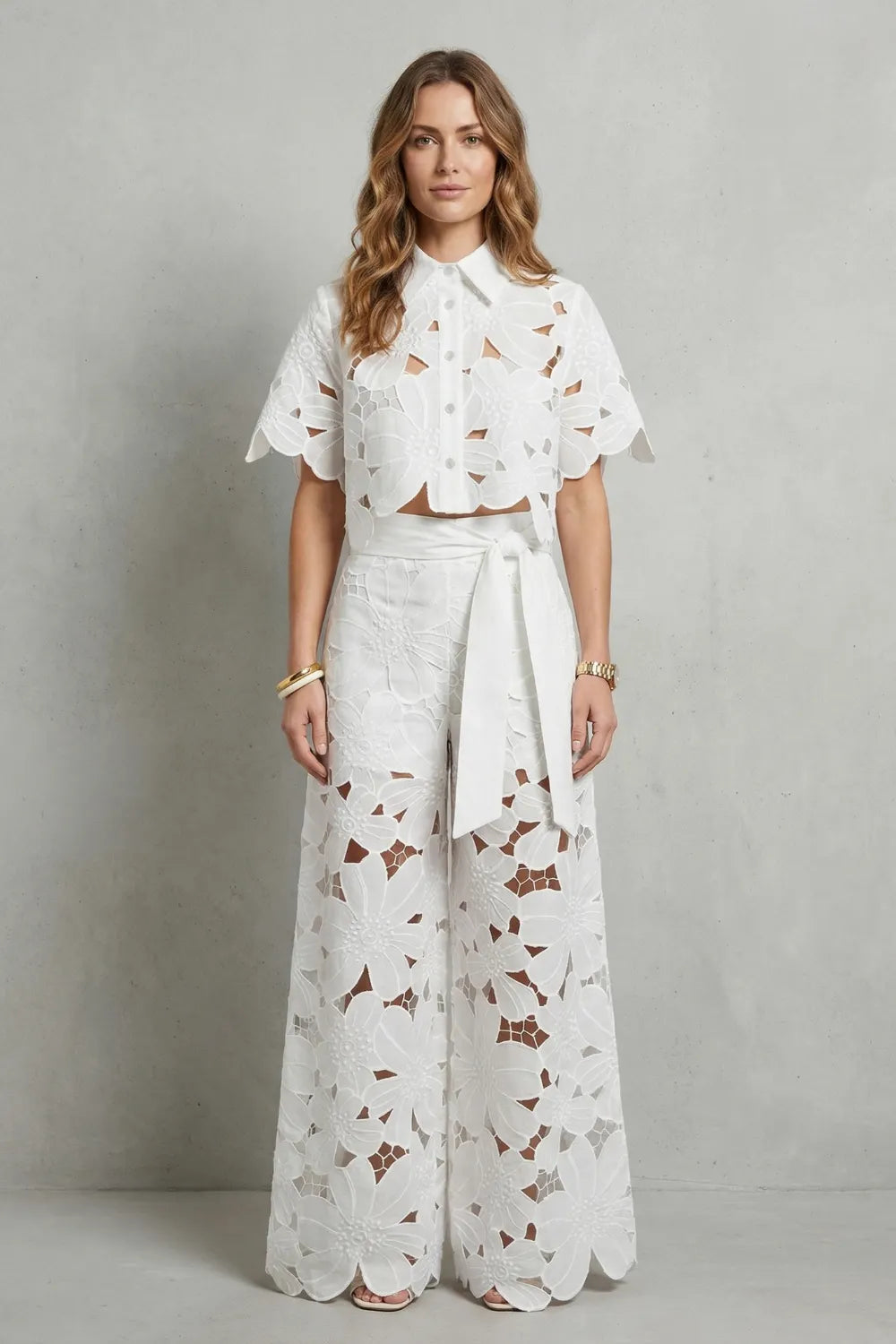 Embroidered lace elegance – Top and skirt set