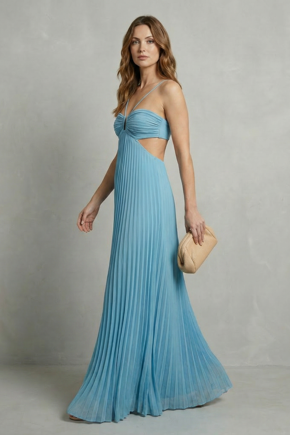 Pleated halter elegance – Maxi dress