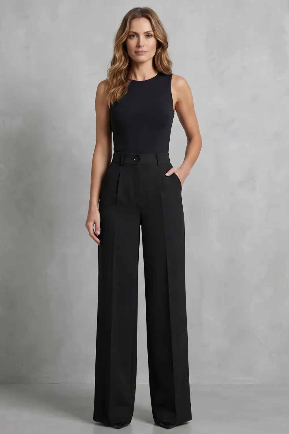 Tailored pleats – High-waist wide-leg trousers