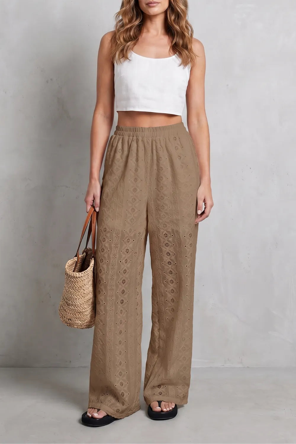 Broderie anglaise grace – Wide-leg trousers