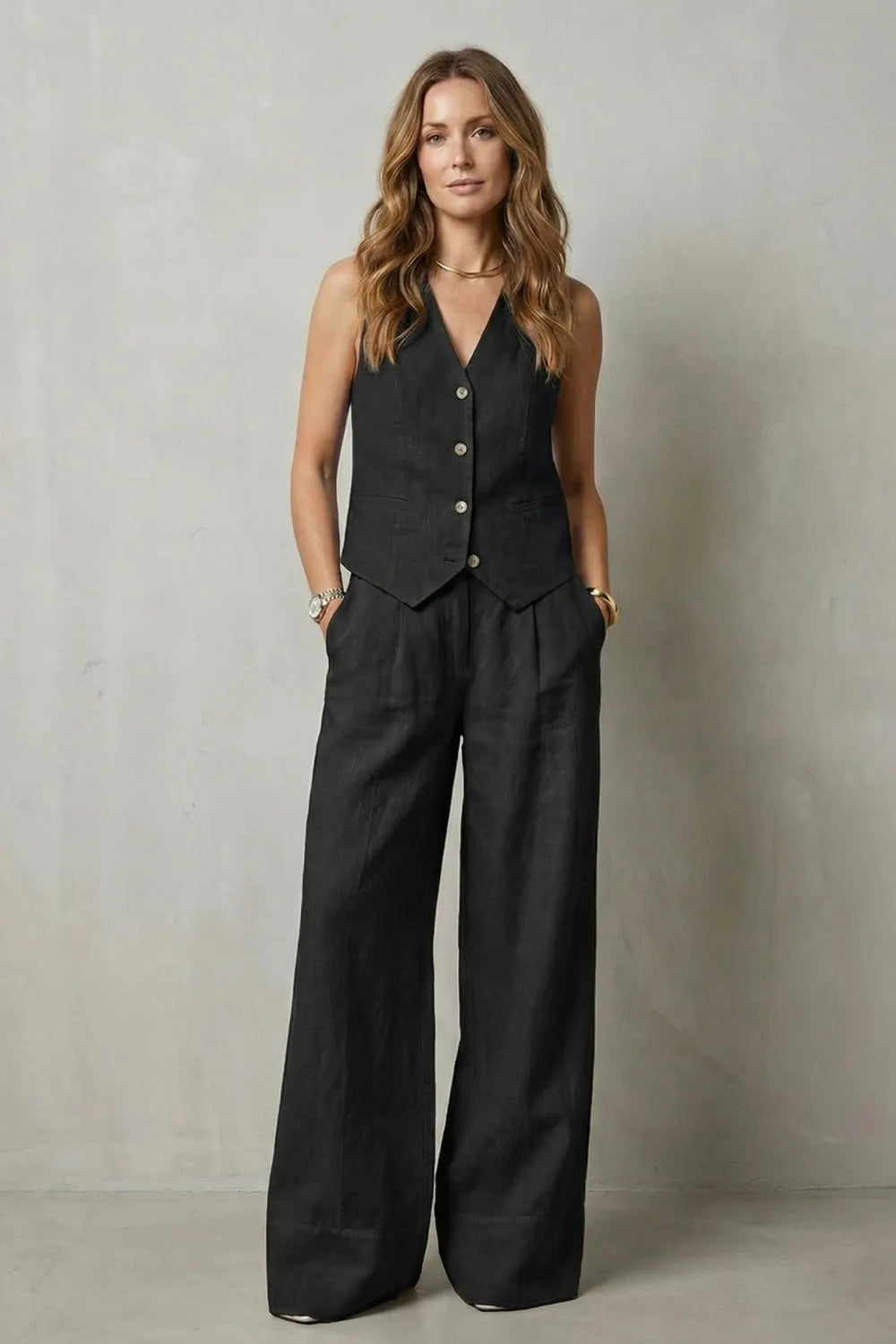 Relaxed tailored elegance – Vest and pants set