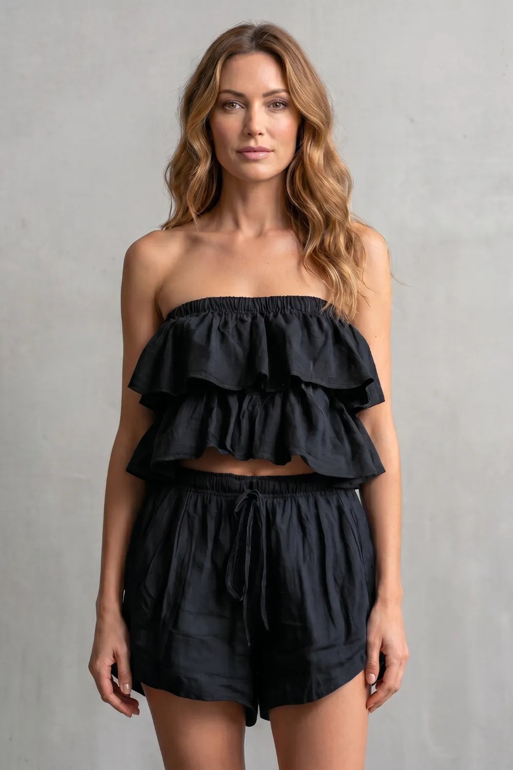 Ruffled seaside charm – Shorts set