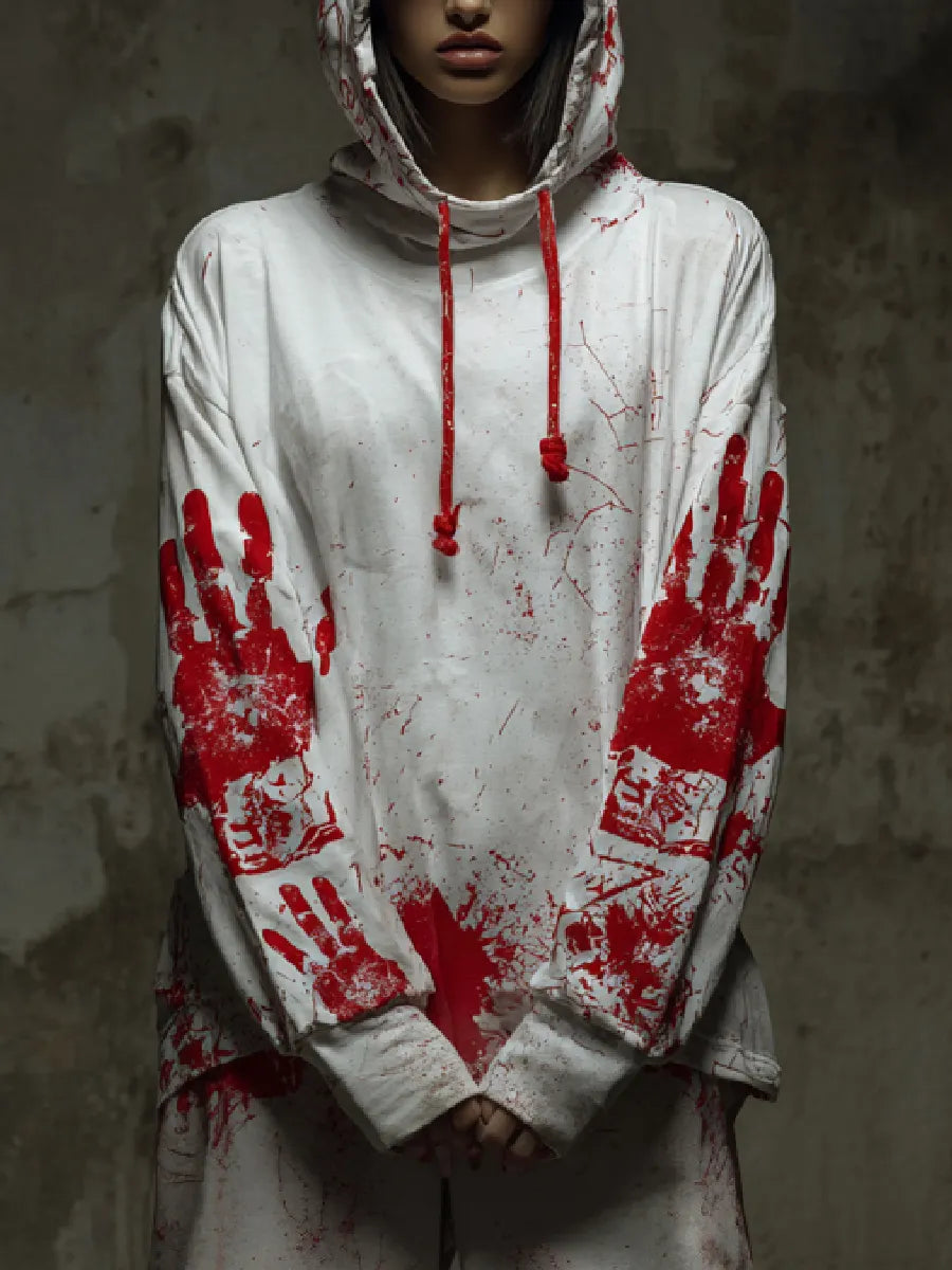 Retro Punk Blood Art Print Casual Hoodie