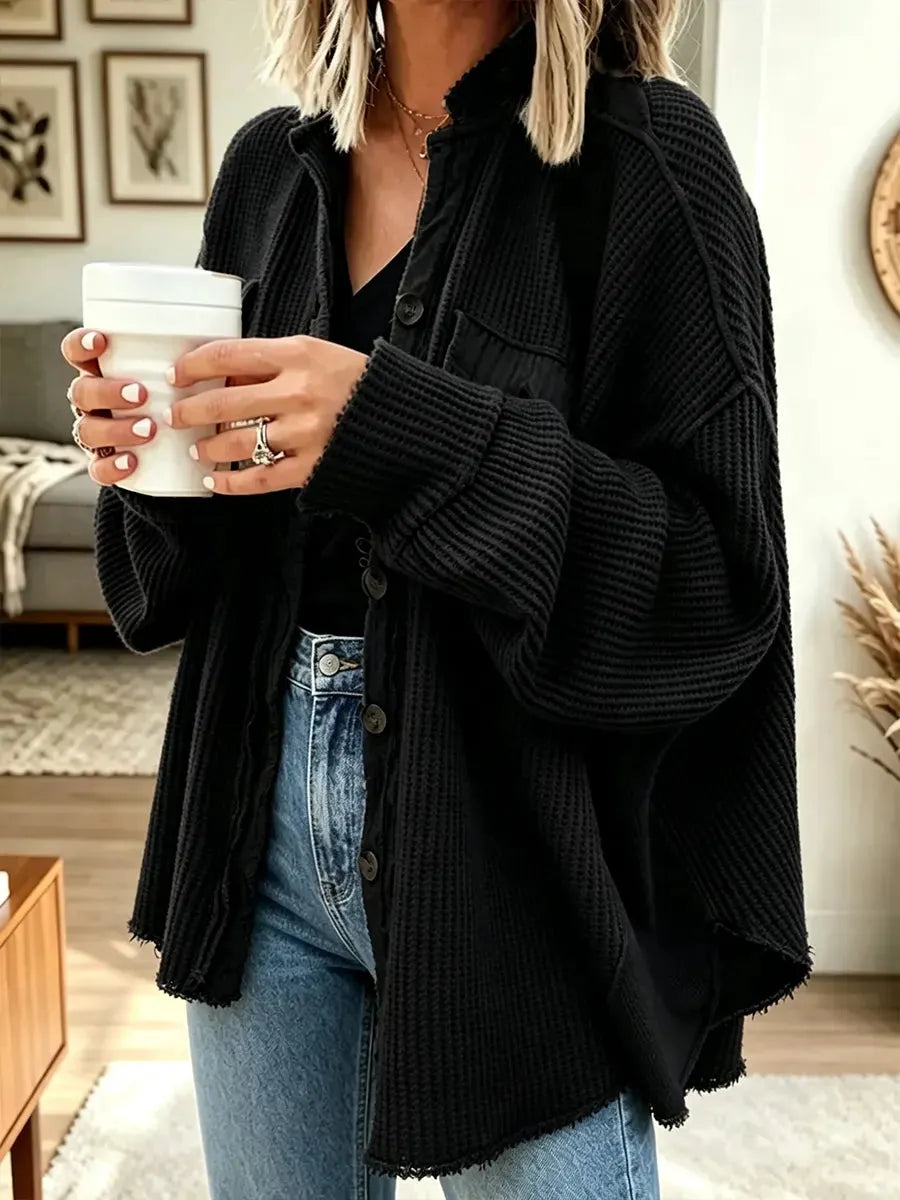 Women's Casual Collared Irregular Shirt Coat