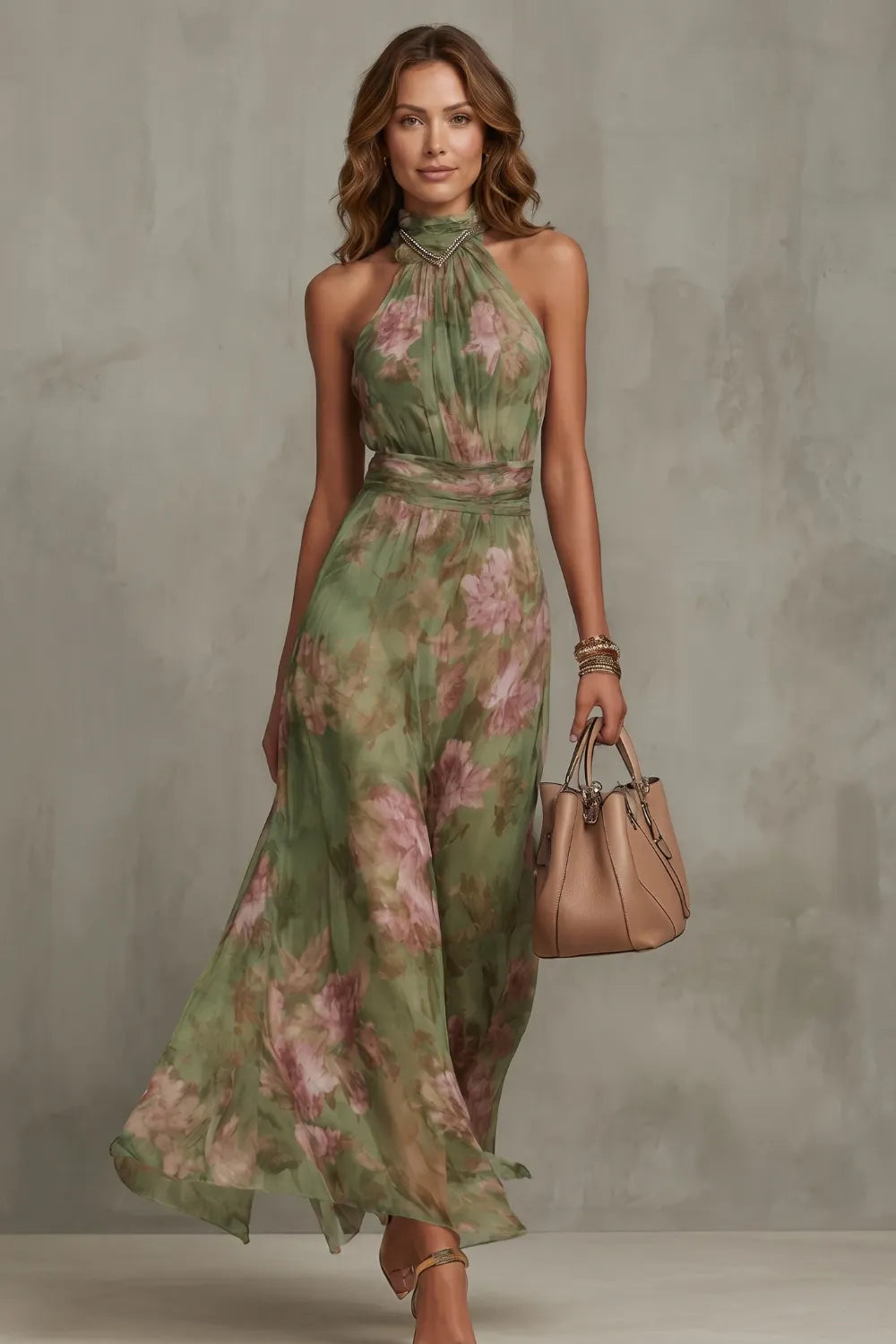 Romantic floral halter silhouette – Maxi dress