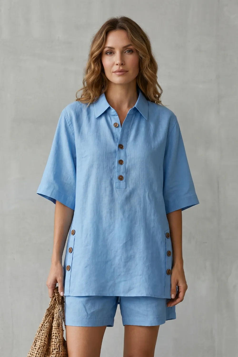 Relaxed button-detail comfort – Shorts set