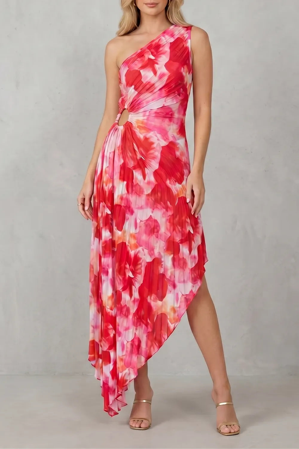 Bold bloom – Women’s One-Shoulder Printed Maxi Dress