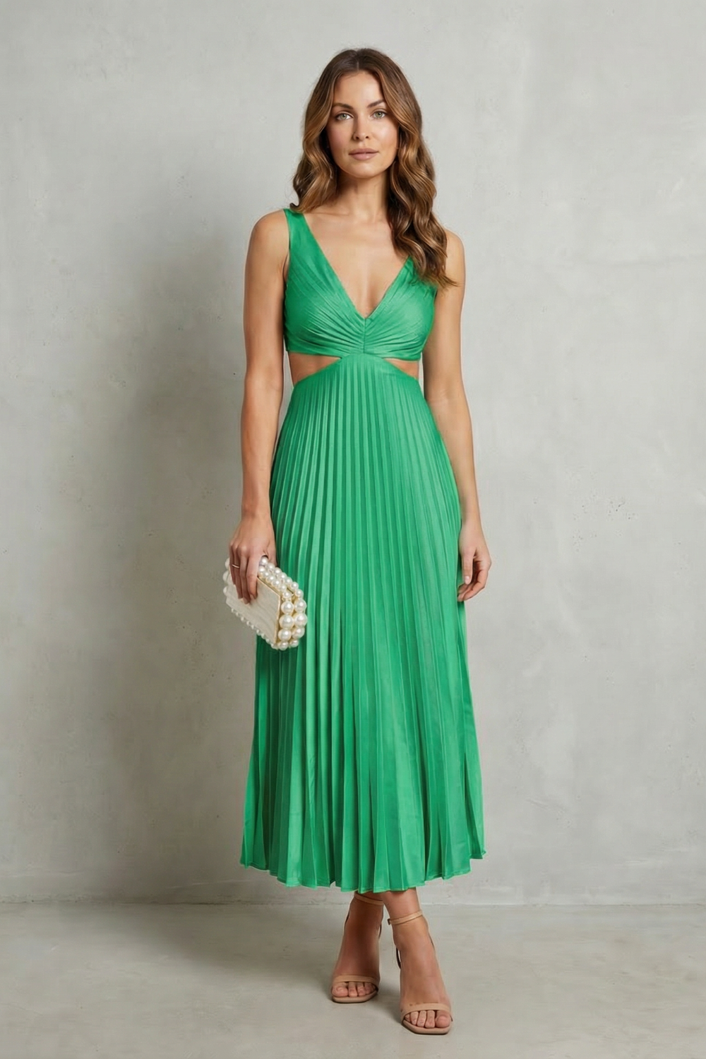 Pleated waist elegance – Maxi dress