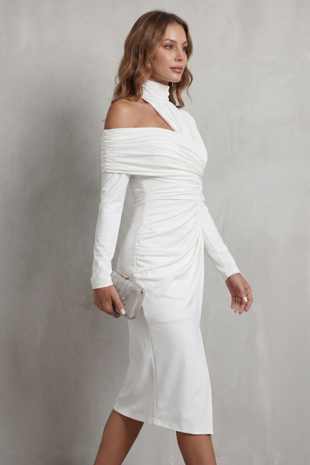 Draped couture elegance – Midi dress