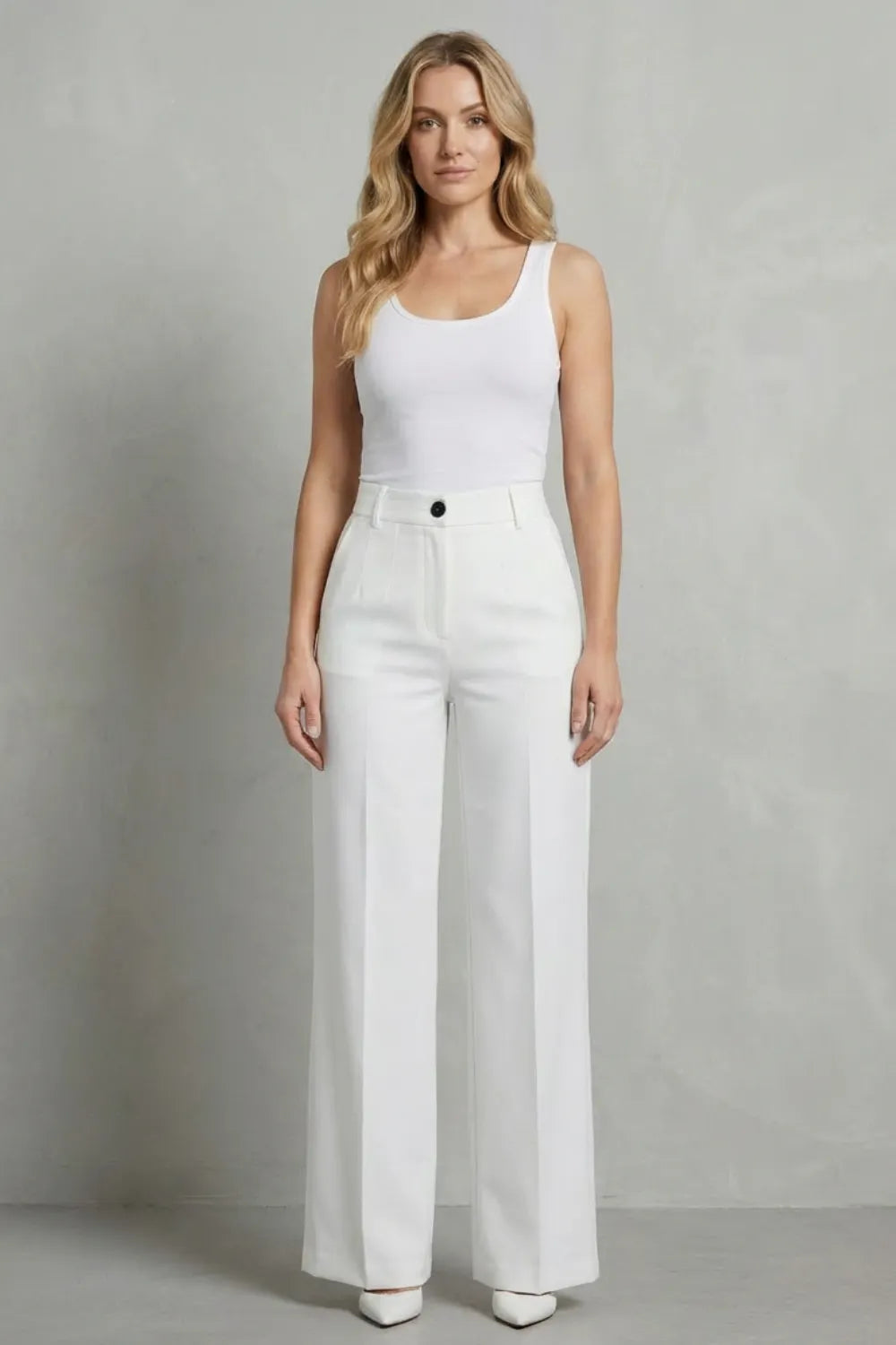 Sleek tailoring – High-waist straight-leg trousers