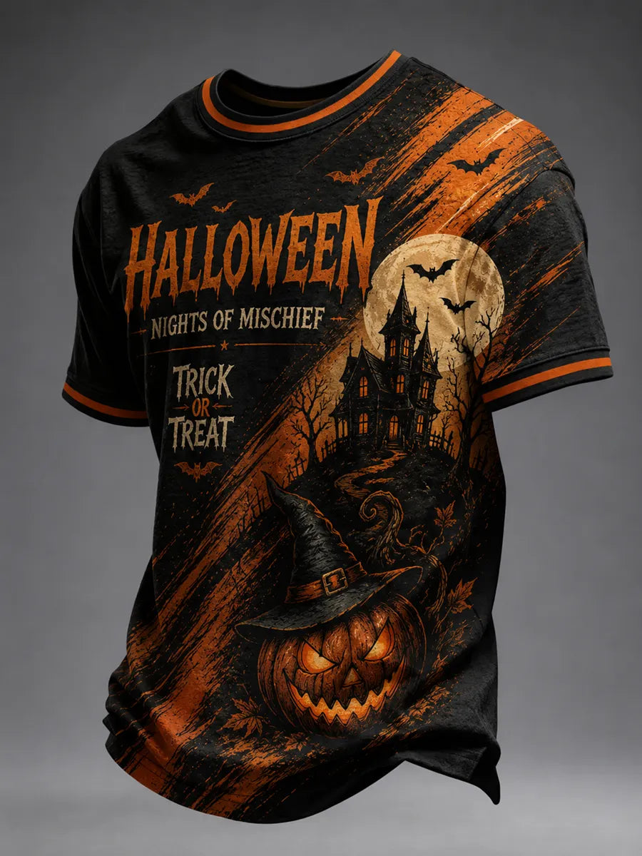 Men's Halloween Pumpkin Art Print T-Shirt