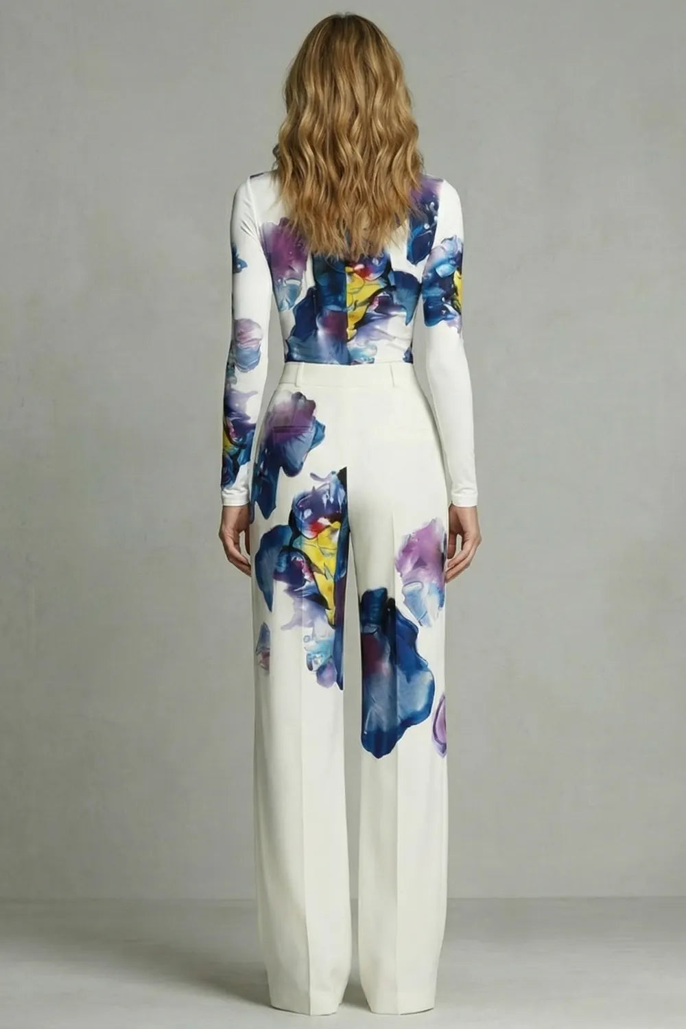 Artistic colourblock elegance – Top and trouser set