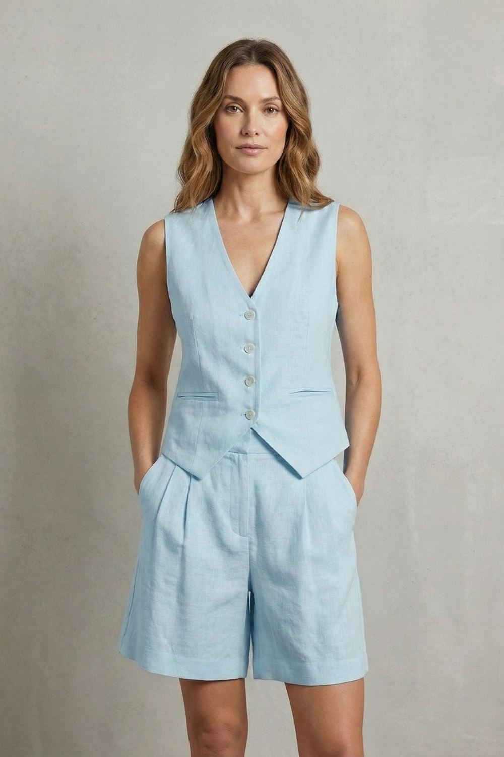 Tailored summer ease – Vest and short set