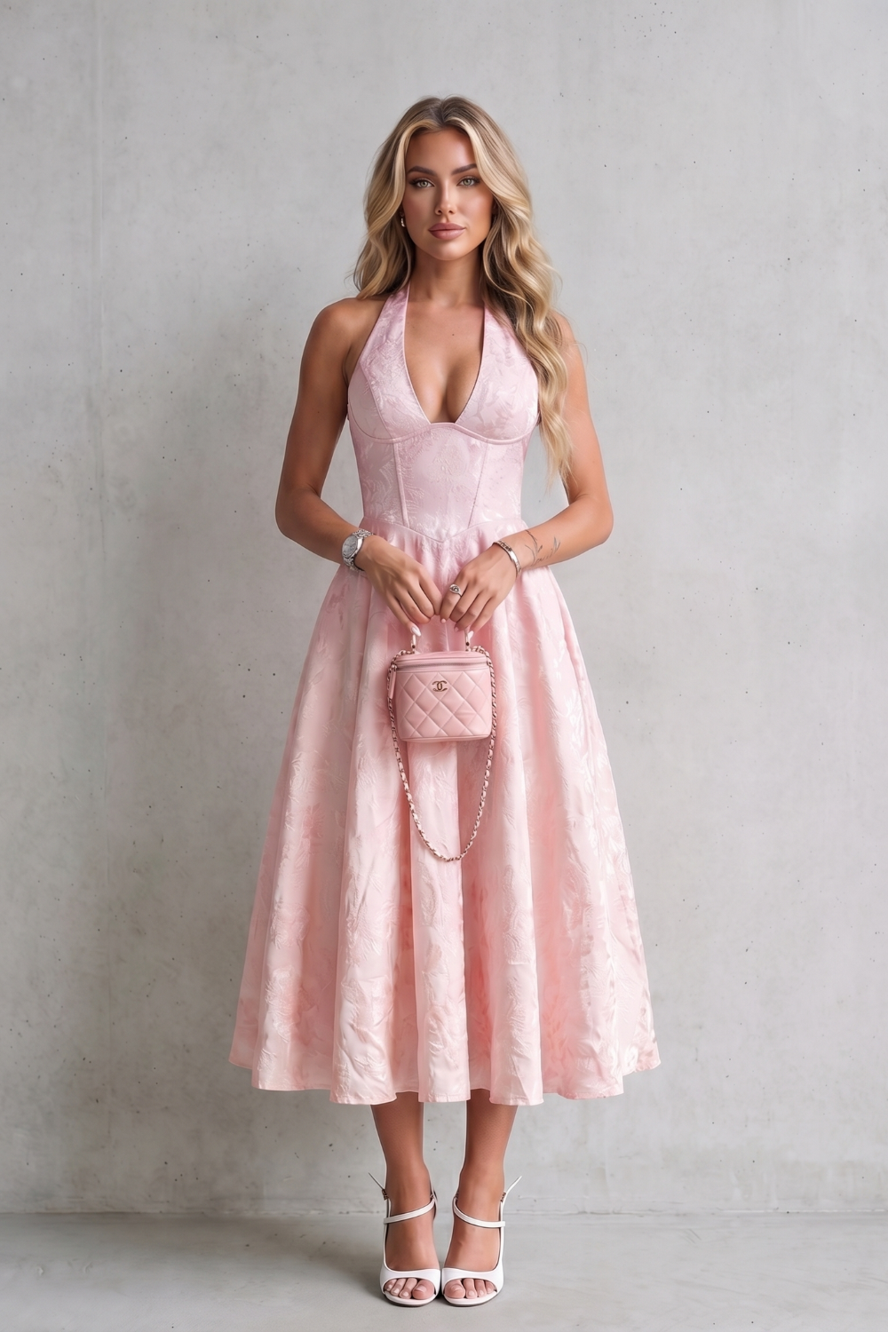 Halter floral elegance – Midi dress
