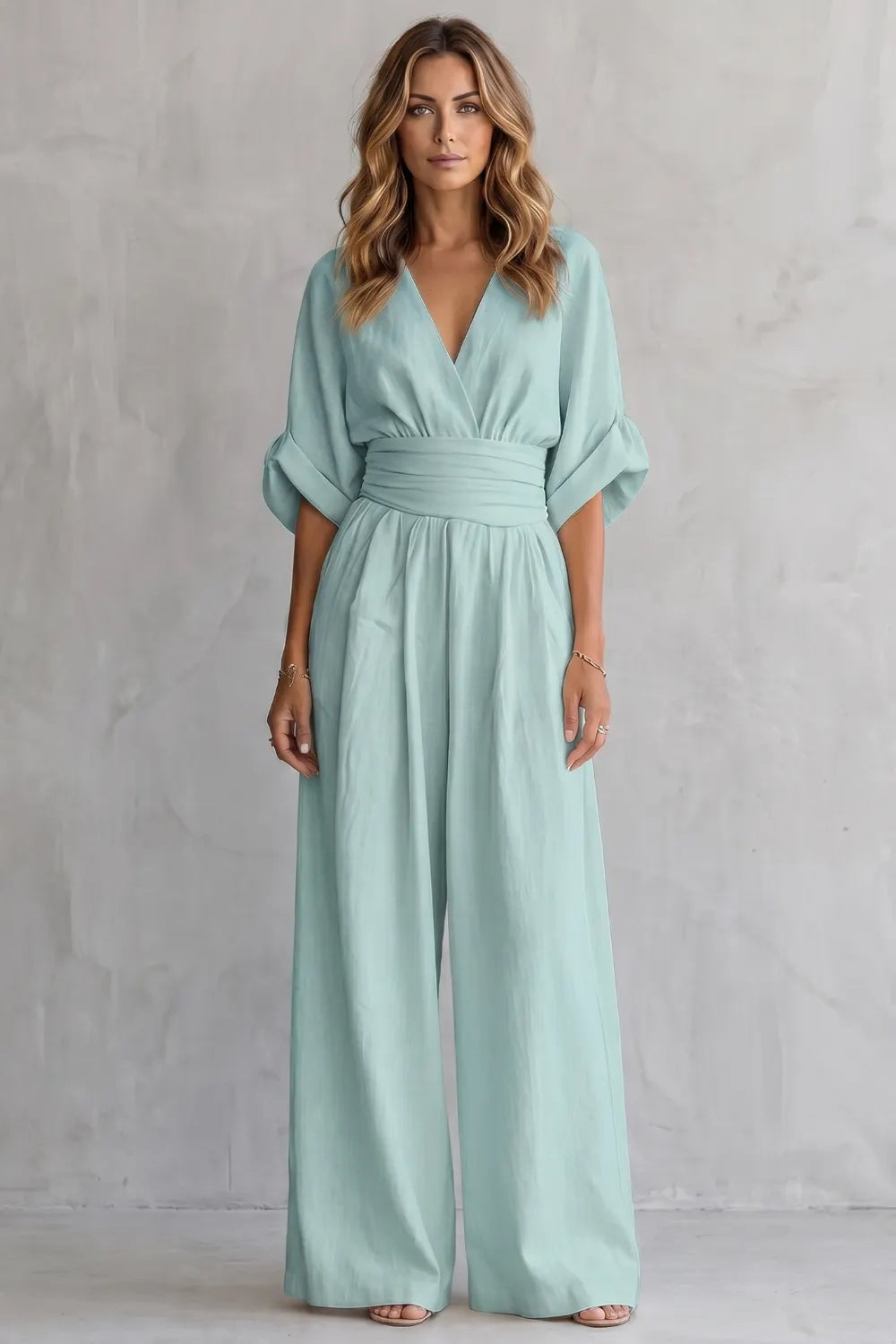 Draped waist elegance – Wide-leg jumpsuit