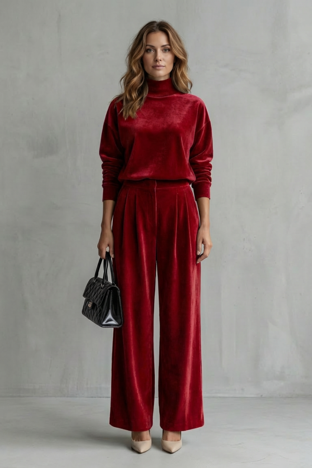 Luxe Velour Elegance – Two-Piece Lounge Set